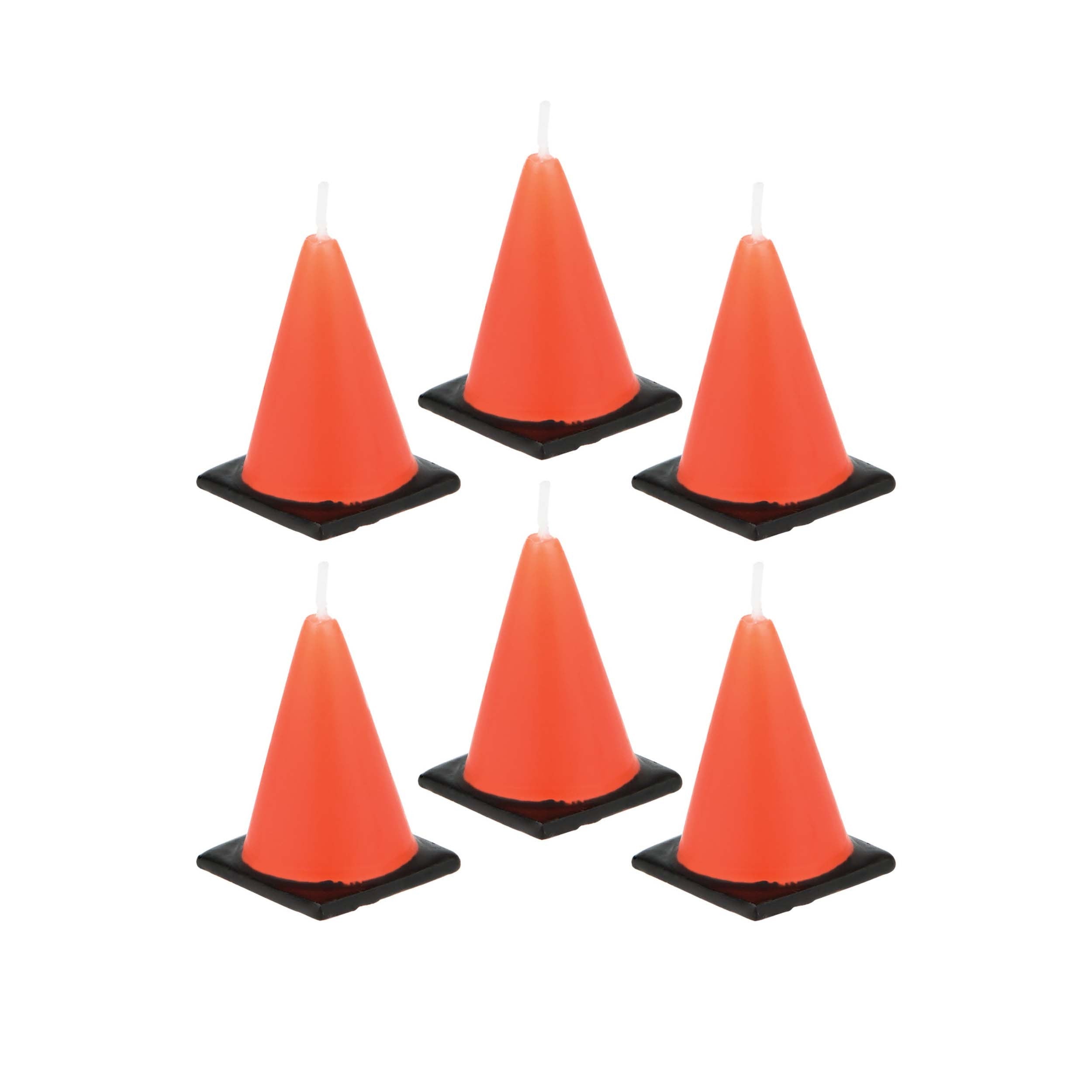 Construction Cone Candles | Monster Truck Party - Construction Birthday Party - Construction Theme Cake - Construction Cupcake Toppers - 6pc