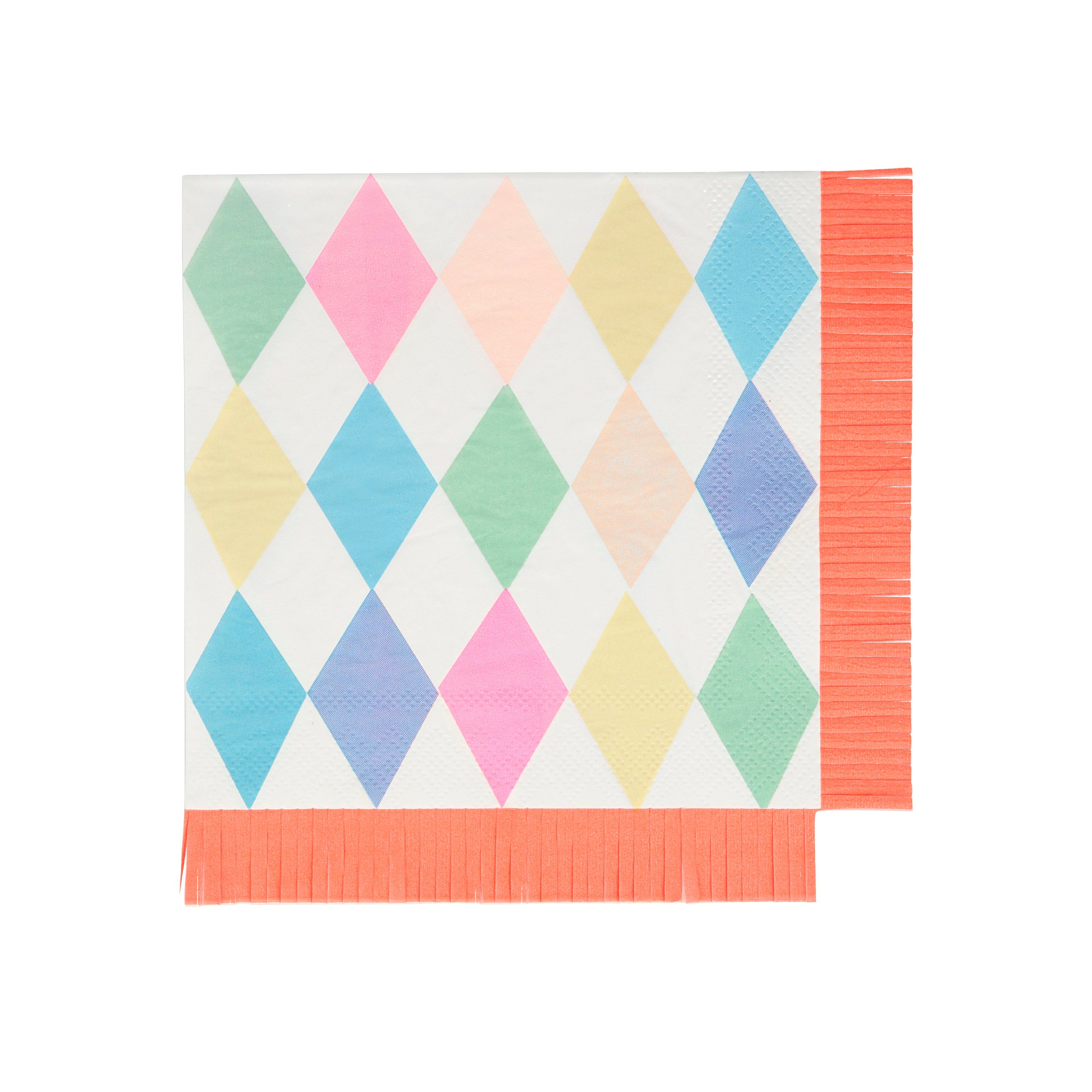 Harlequin Paper Napkins - Large Napkins | Circus Party - Circus Birthday - Fringed Napkins - Carnival Theme Party - Pastel Napkins - 20pc