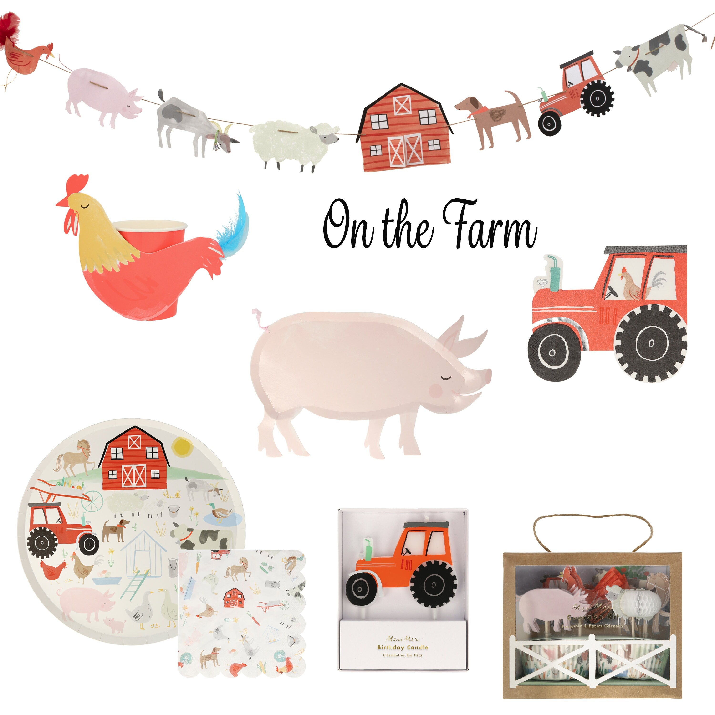 Red Tractor Napkins | Tractor Birthday - Farm Birthday Party - Tractor Party - Barnyard - Farm Party - Farm Baby Shower - Farm Theme Party