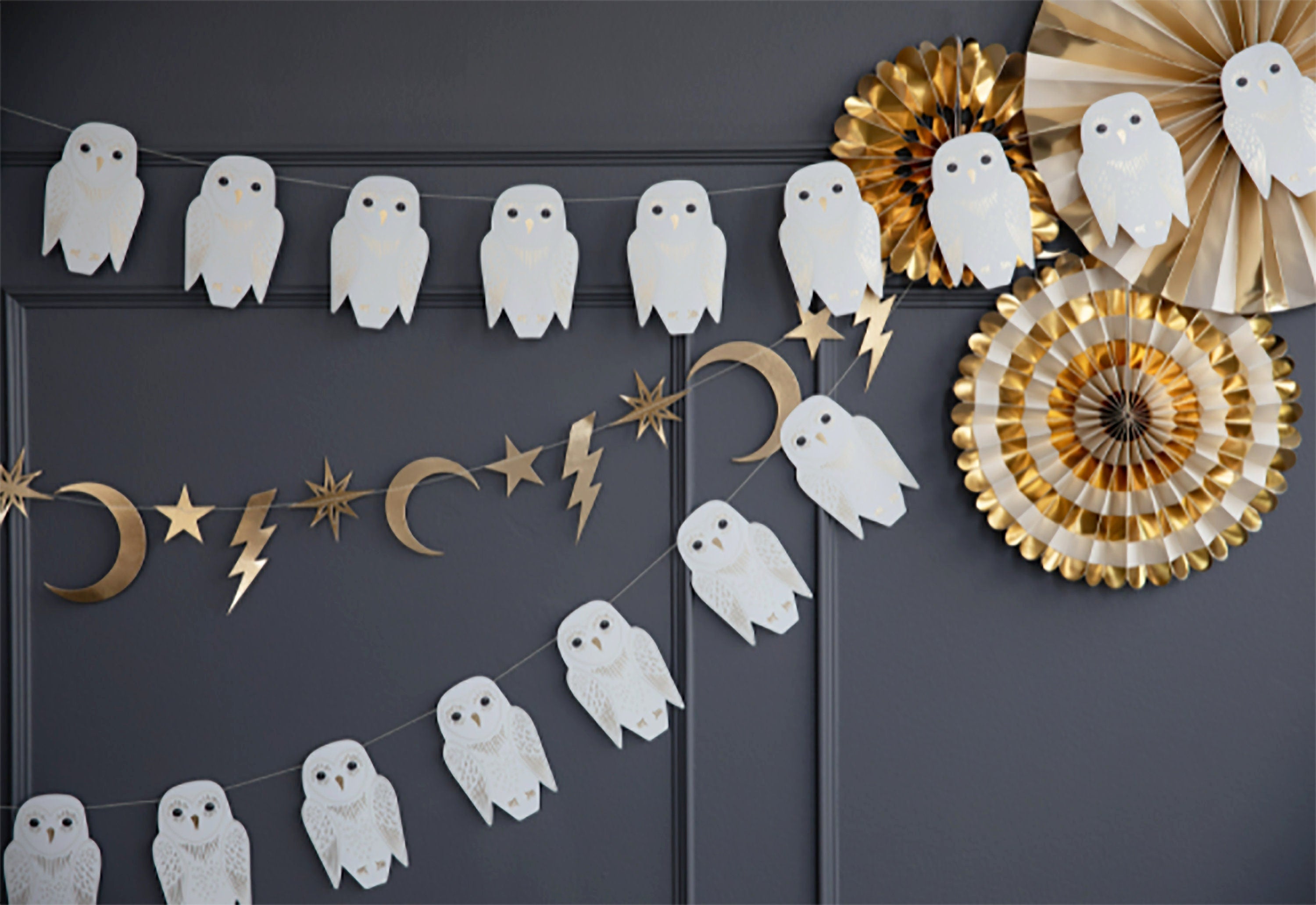Wizard Party Decorations |  Wizard Birthday - Hocus Pocus Birthday - Witch Theme Party - Owl Wizard - Owl, Moon, Stars & Bolt