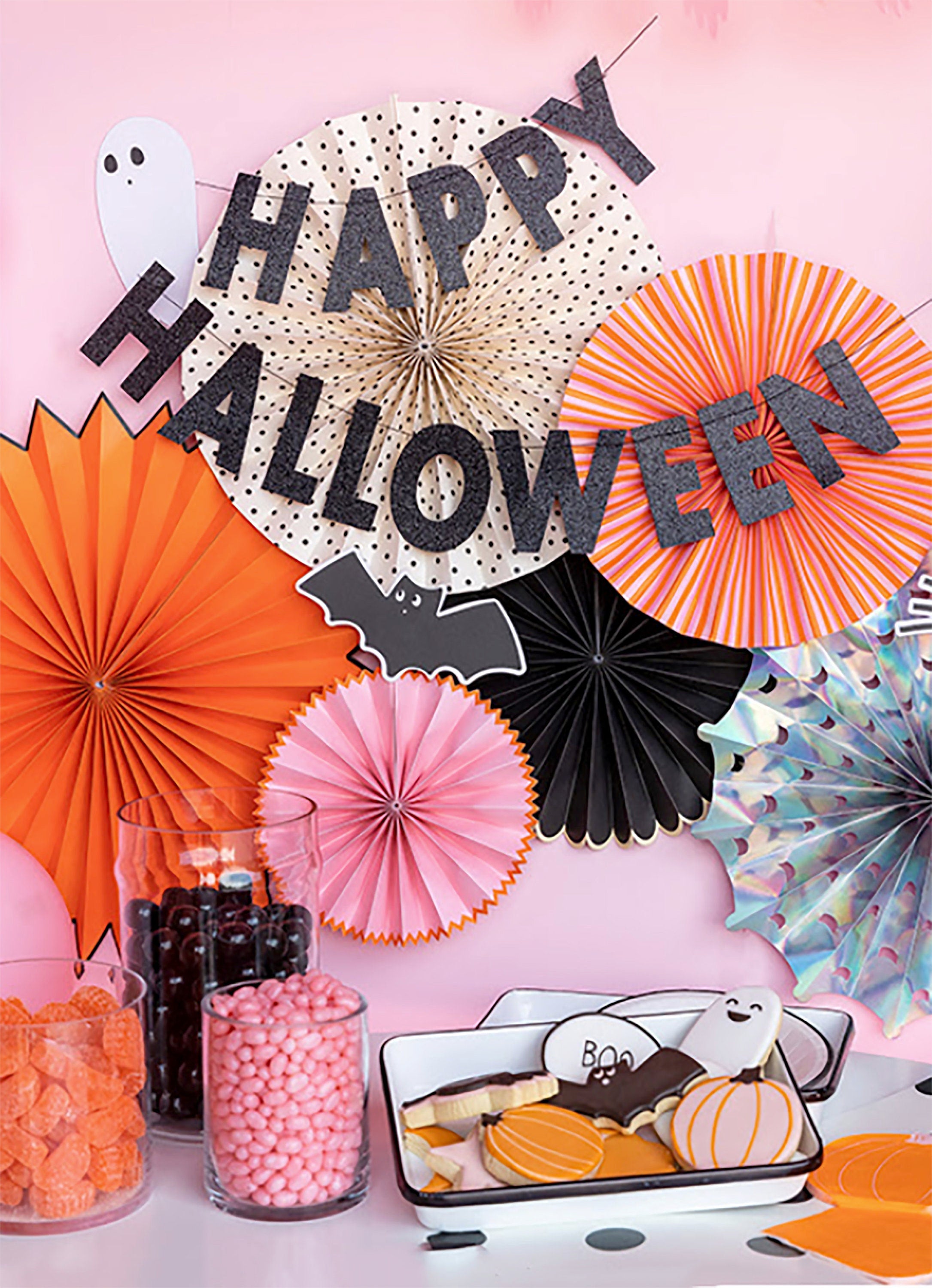 Happy Halloween Banner | Halloween Mantel Decor - Halloween Home Decor - Halloween Banner - Halloween Party Supplies - Halloween Decorations