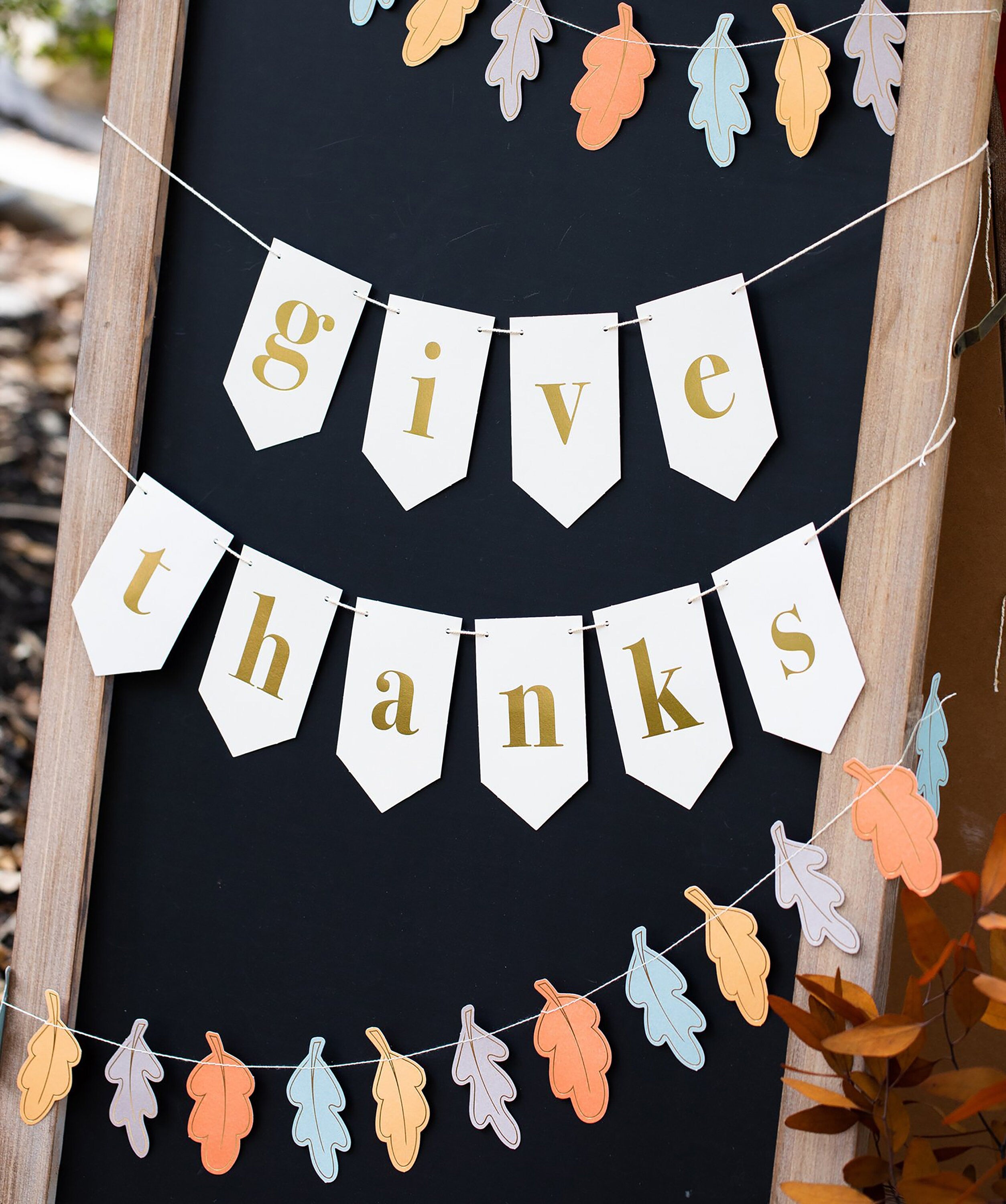 Give Thanks Banner - Fall Leaf Banner | Thanksgiving Banners - Thanksgiving Home Decor - Fall Banner - Fall Party Decor - Thanksgiving Decor