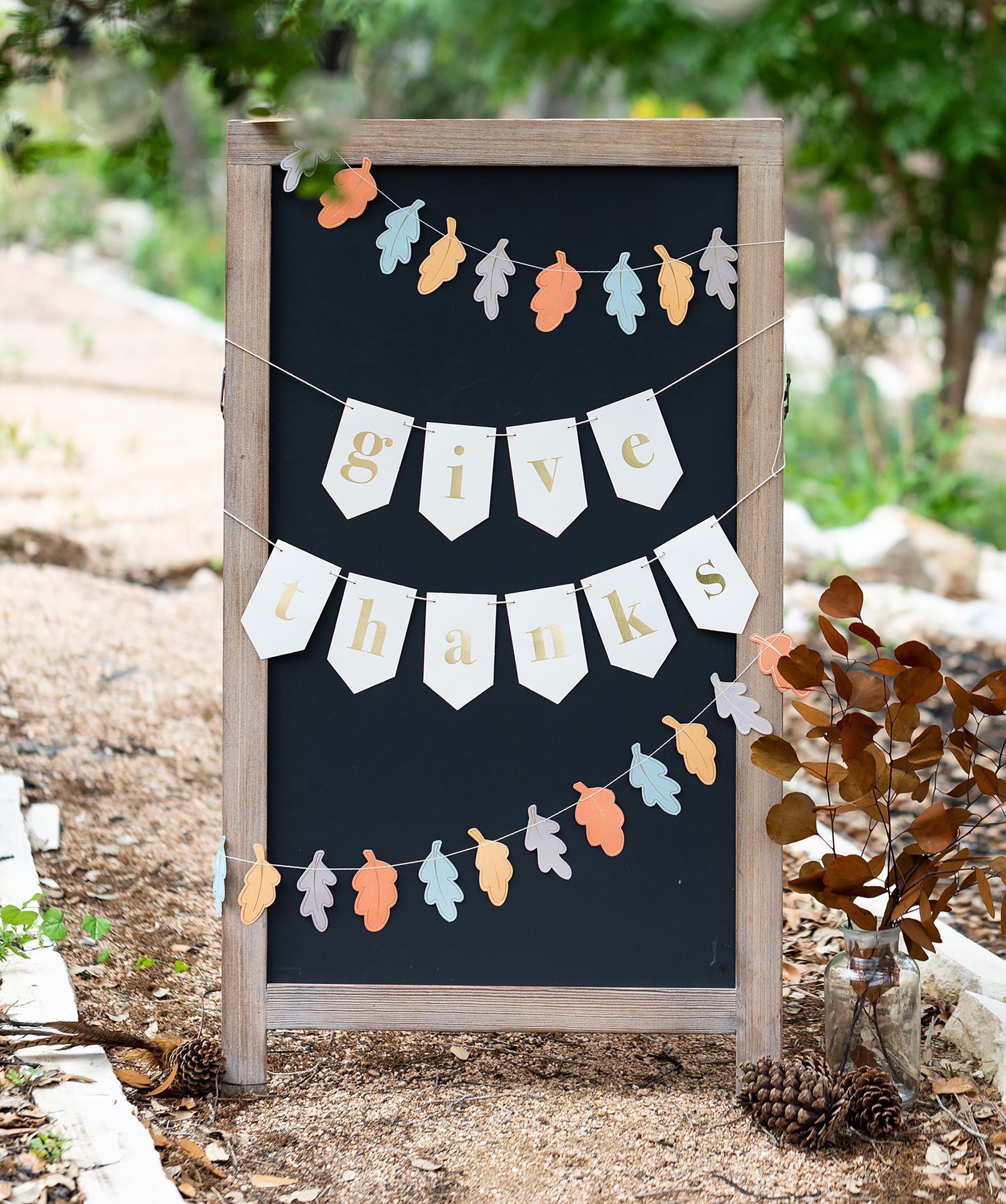 Give Thanks Banner - Fall Leaf Banner | Thanksgiving Banners - Thanksgiving Home Decor - Fall Banner - Fall Party Decor - Thanksgiving Decor
