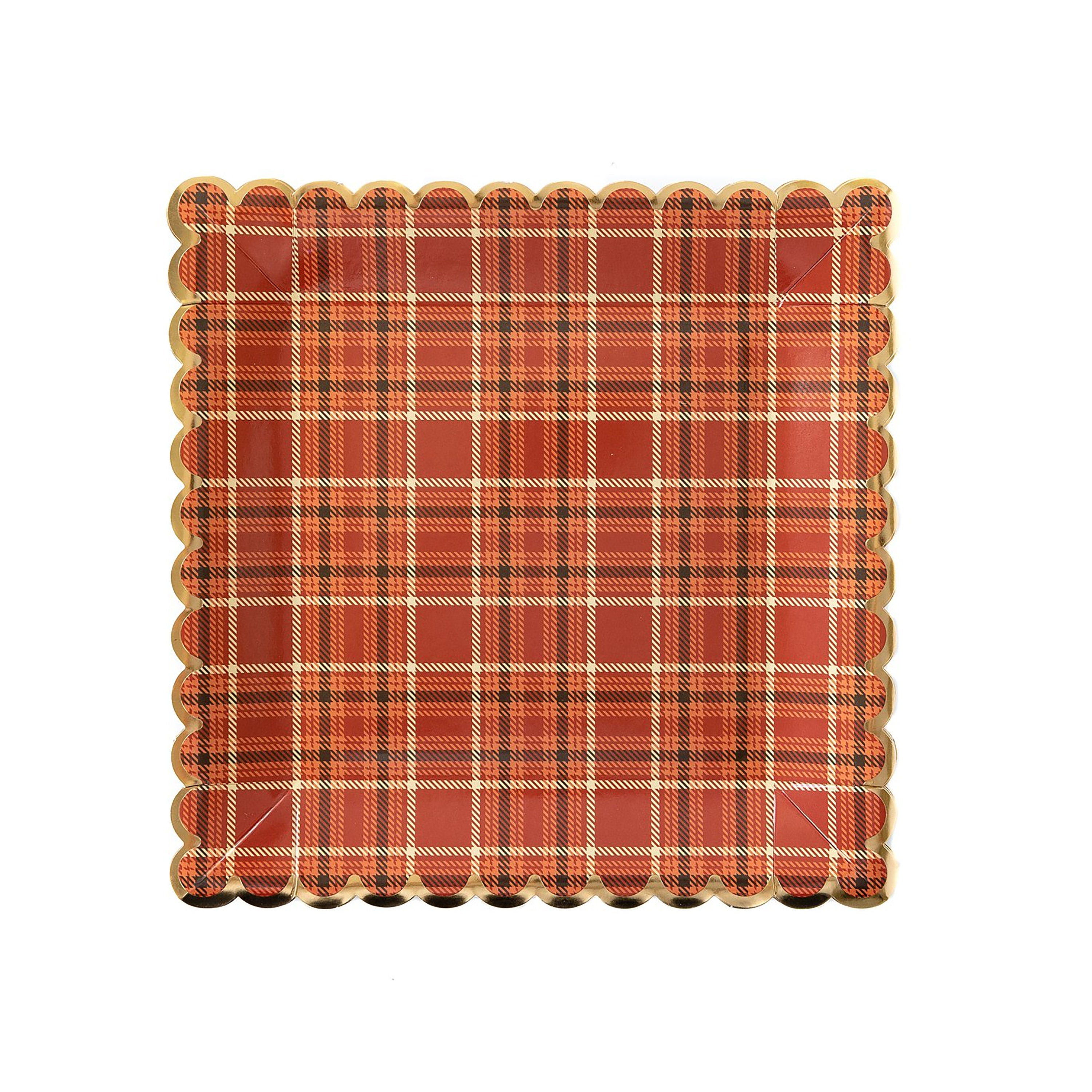 Plaid Paper Plates | Fall Paper Plate - Thanksgiving Paper Plate - Plaid Plate - Harvest Party - Thanksgiving Tableware - Thanksgiving Plate