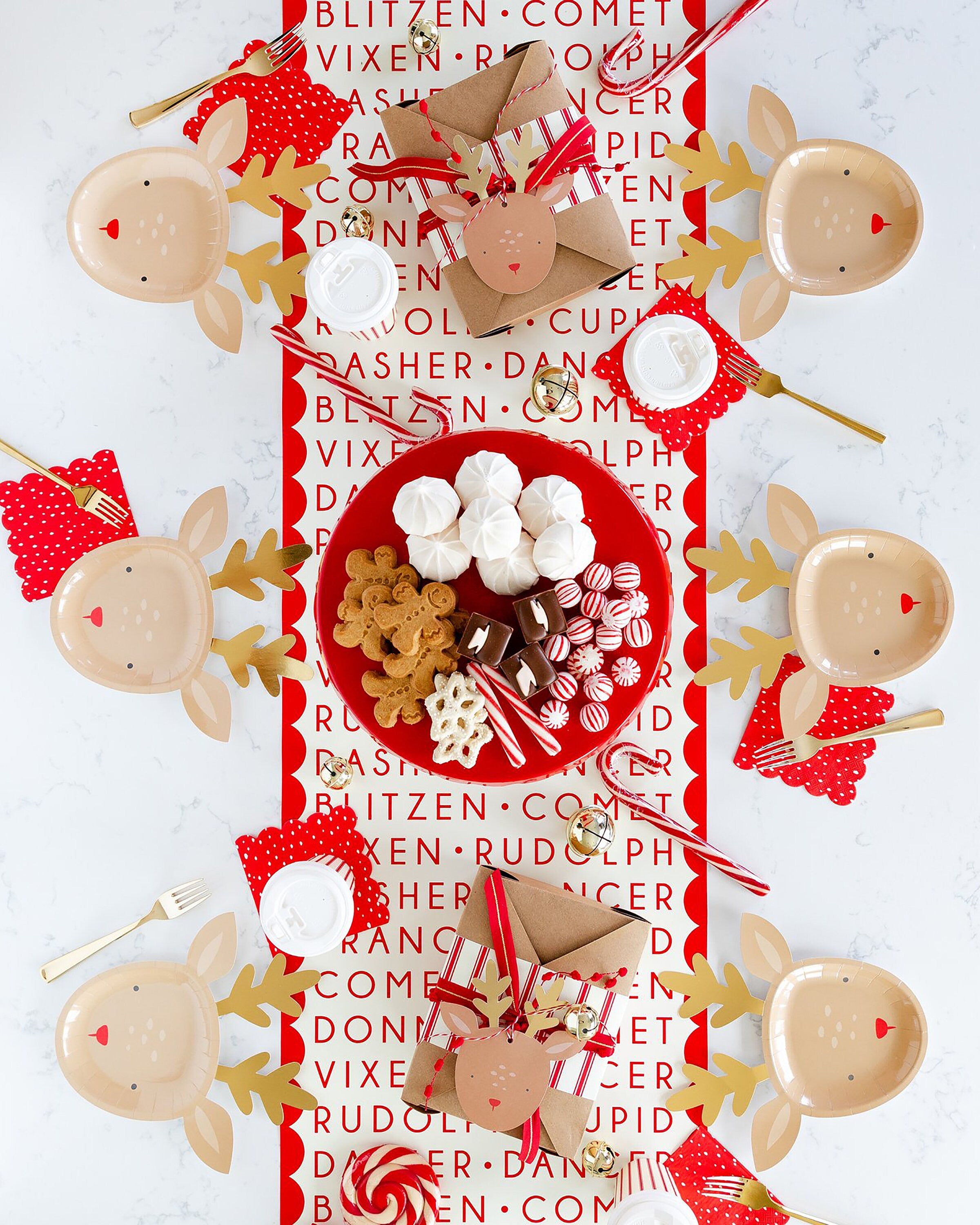 Santa's Reindeer - Holiday Table Runner | Xmas Table Runner - Paper Runner - Christmas Runner - Disposable Table Runner - Believe