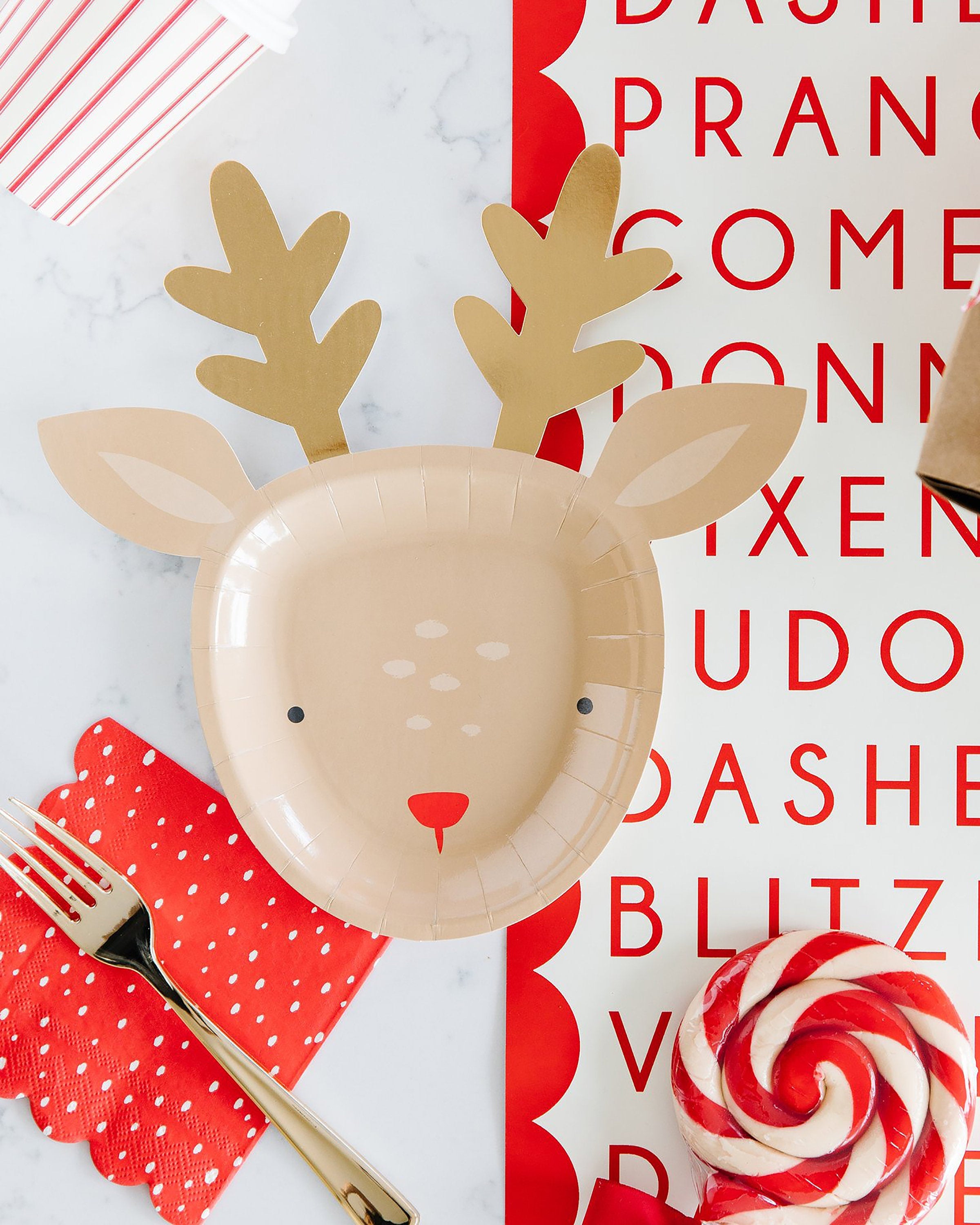 Reindeer Plates | Reindeer Paper Plates - Christmas Dessert Plate - Christmas Plates - Christmas Tableware - Kids Christmas Plates - Believe