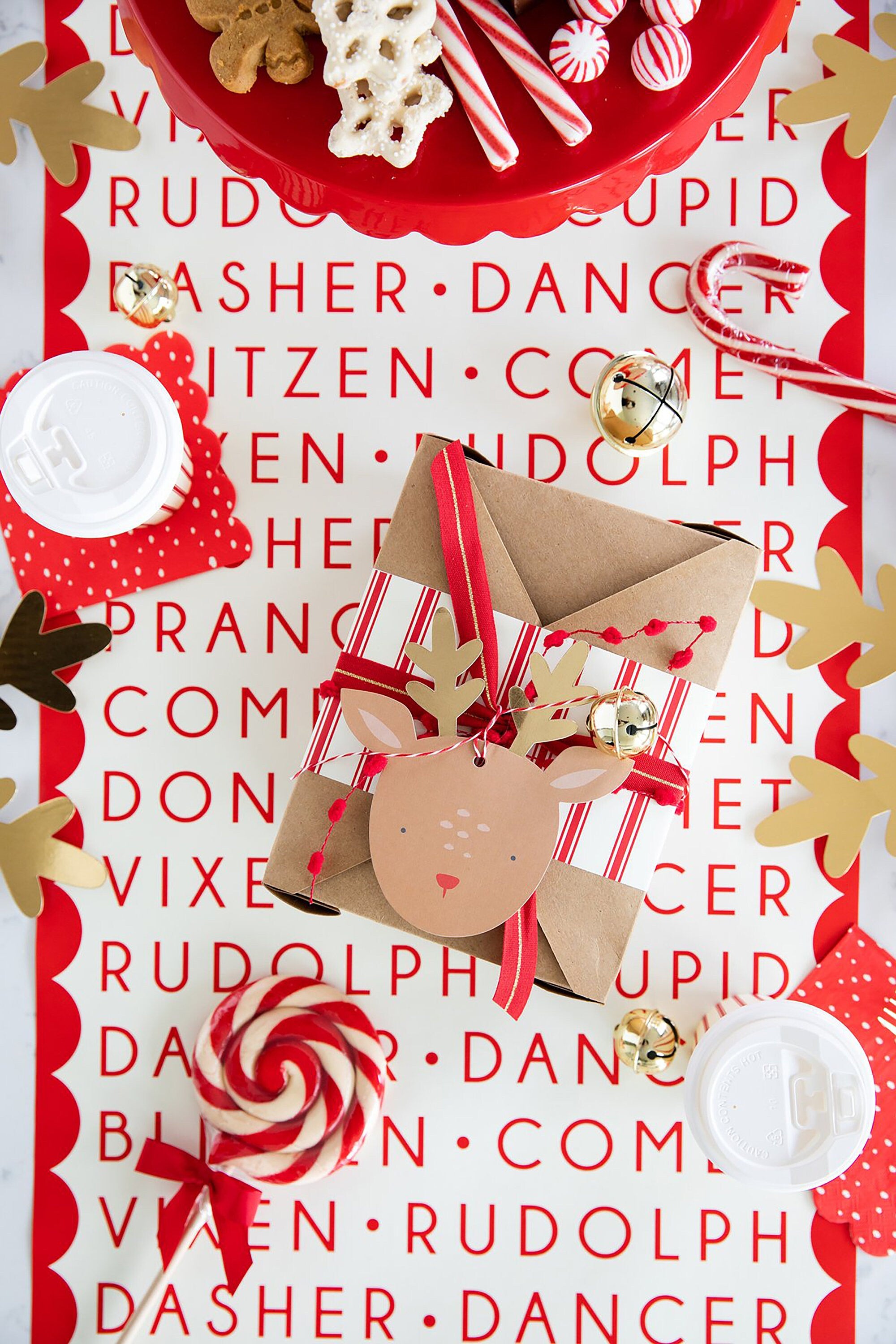 Santa's Reindeer - Holiday Table Runner | Xmas Table Runner - Paper Runner - Christmas Runner - Disposable Table Runner - Believe