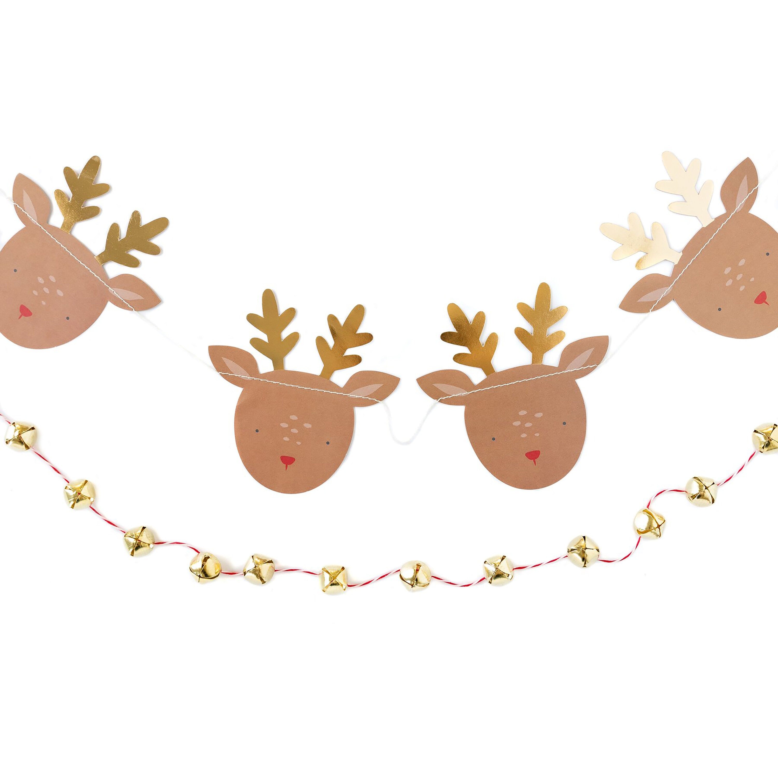 Christmas Decorations - Rudolph & Jingle Bells | Kid Christmas Decor - Rudolph Decoration - Jingle Bell Garland - Xmas Home Decor -  Believe