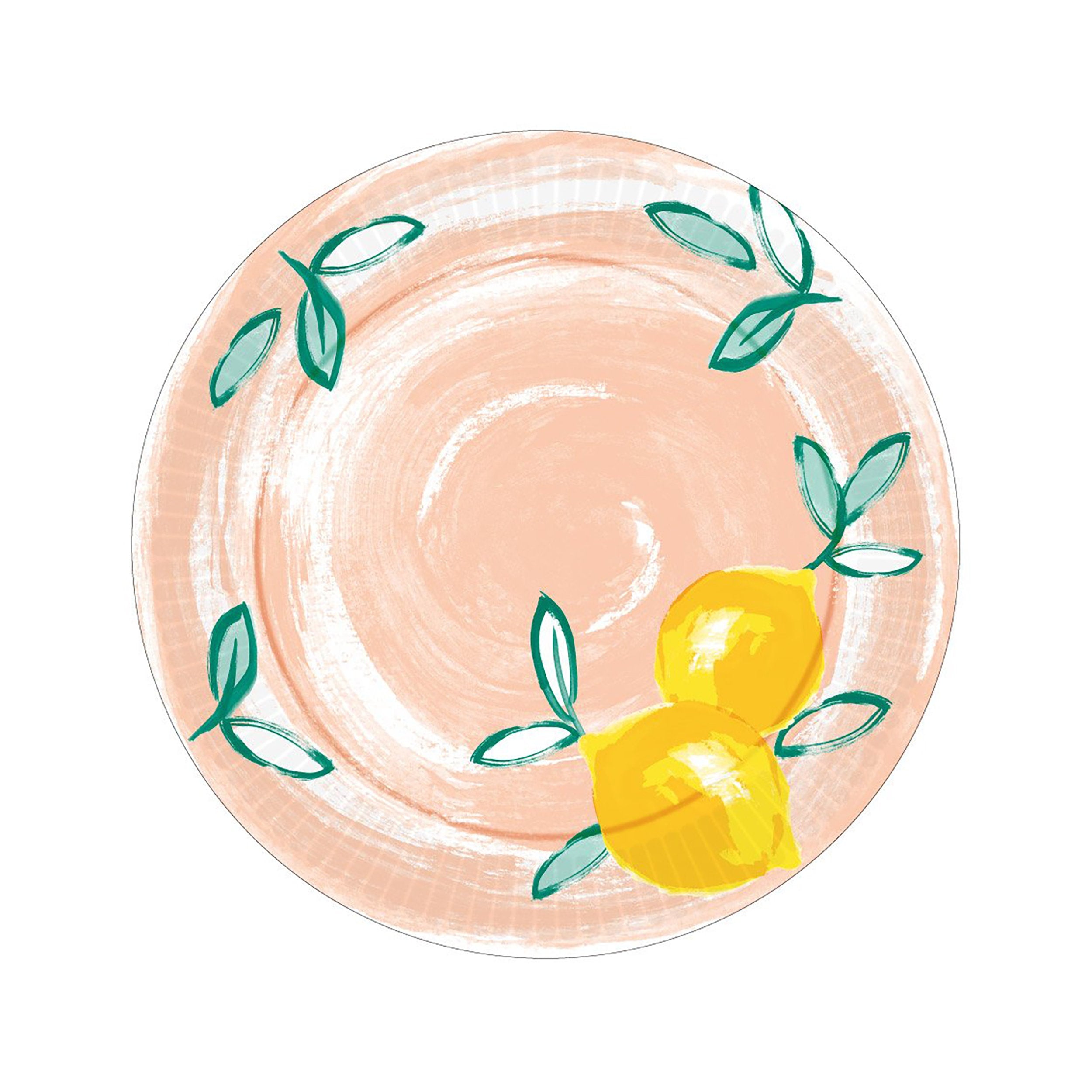 Lemon Paper Plates | Lemon Party Supplies - Lemon Theme Bridal Shower - Lemon Baby Shower - Mediterranean Theme Party - Lemon Theme Party