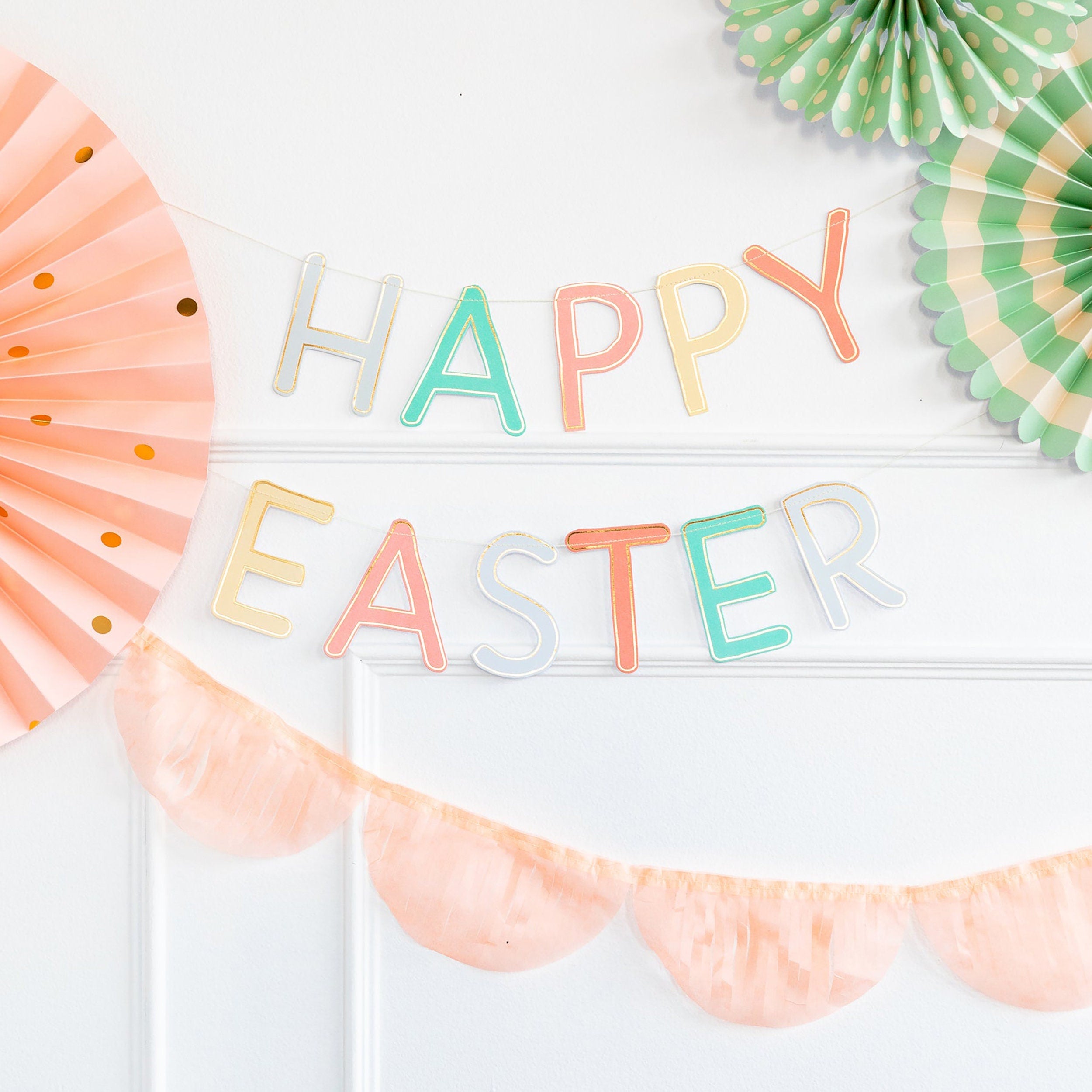 Happy Easter Banner | Easter Party Decorations - Easter Mantel Decor - Easter Party Supplies - Hanging Easter Decorations - Easter Banners