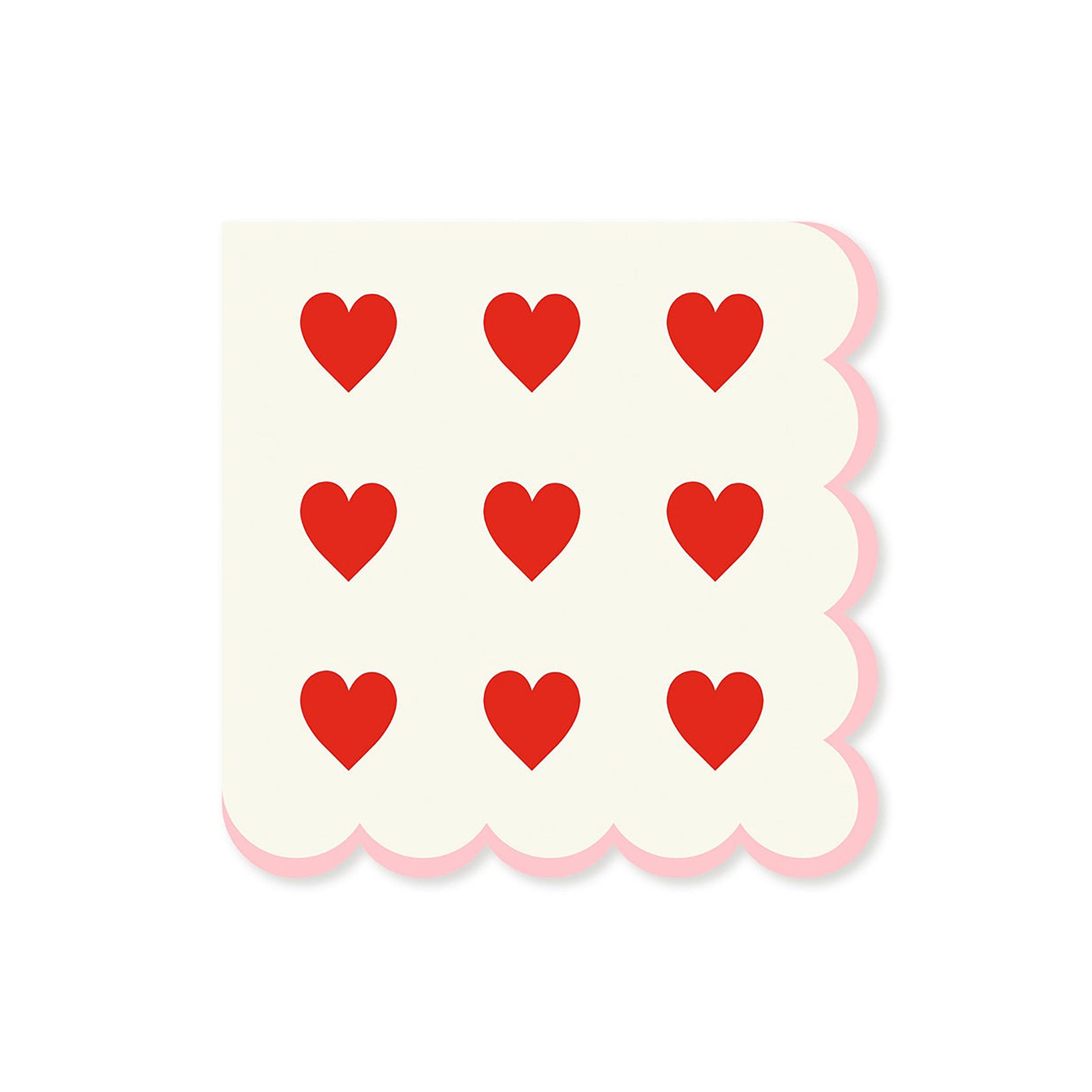 Heart Napkins | Valentines Napkins - Valentine's Day Party - Valentine Paper Napkins - Heart Theme Party - Scalloped Napkin - Heart Party