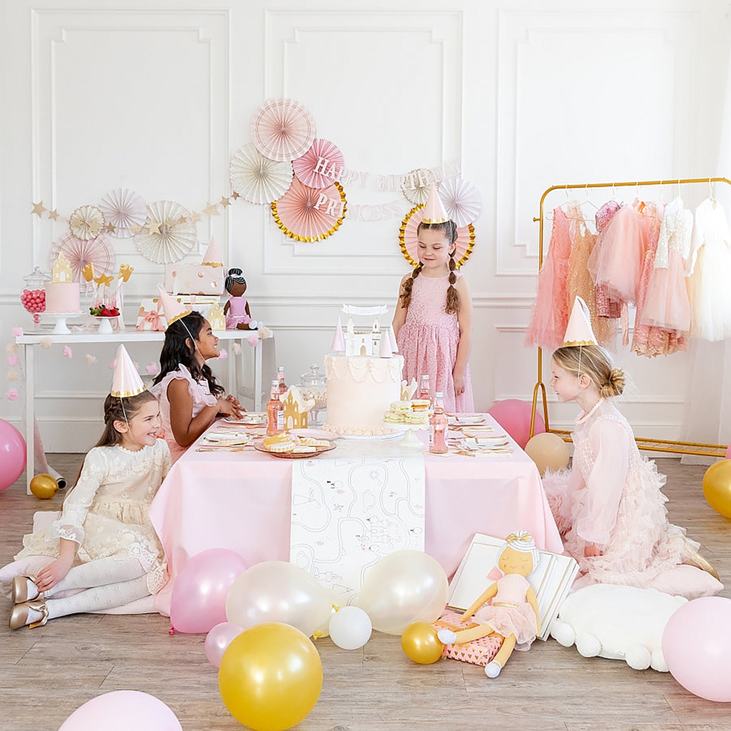 Princess Birthday Party Decorations | Party Fan Decorations - Princess Tea Party  - Pink and Gold Baby Shower - Princess Party Decorations