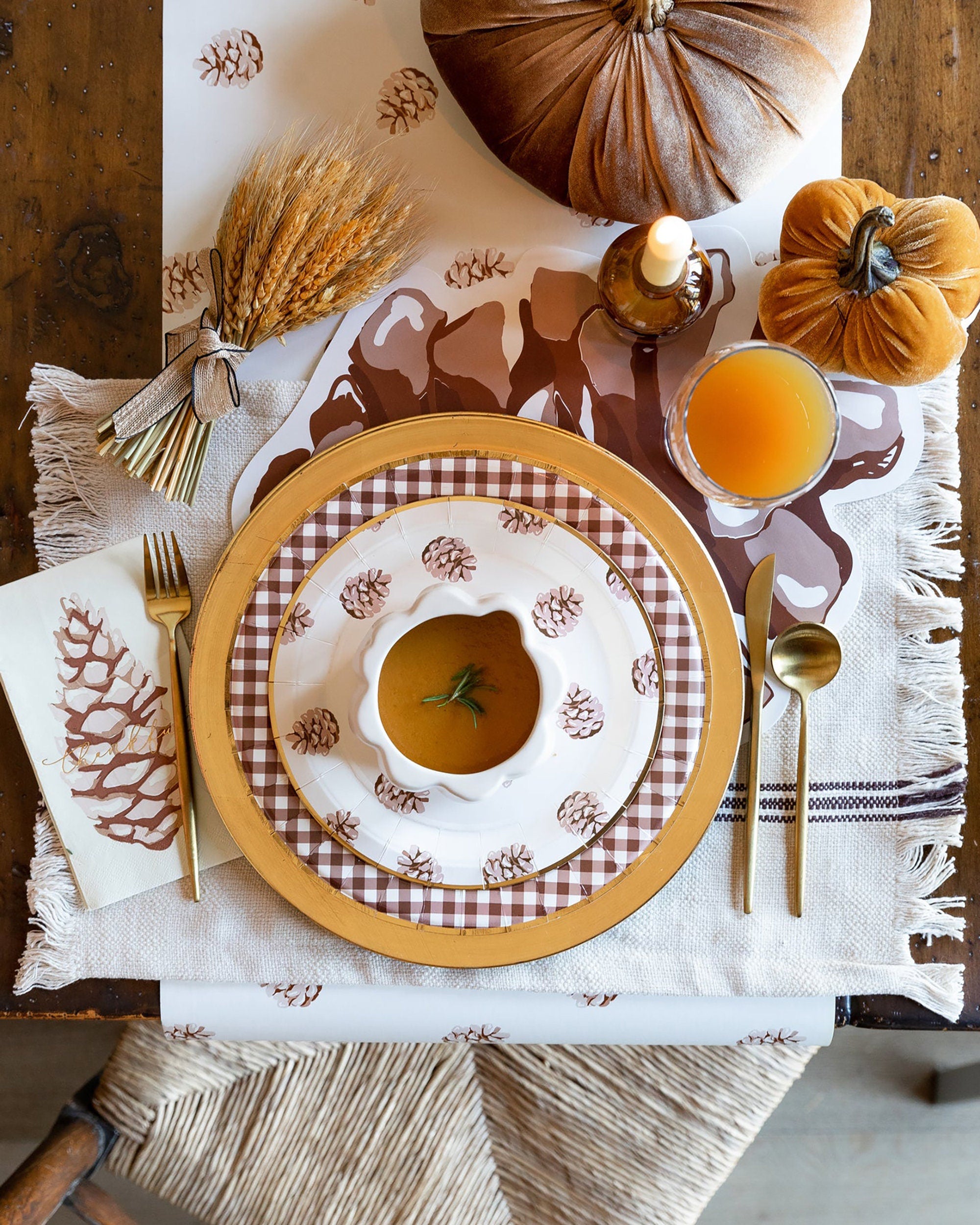 Thanksgiving Paper Napkins | Fall Napkins - Fall Paper Napkins - Thanksgiving Napkins - Thankful Napkins - Fall Theme Party - Pinecones