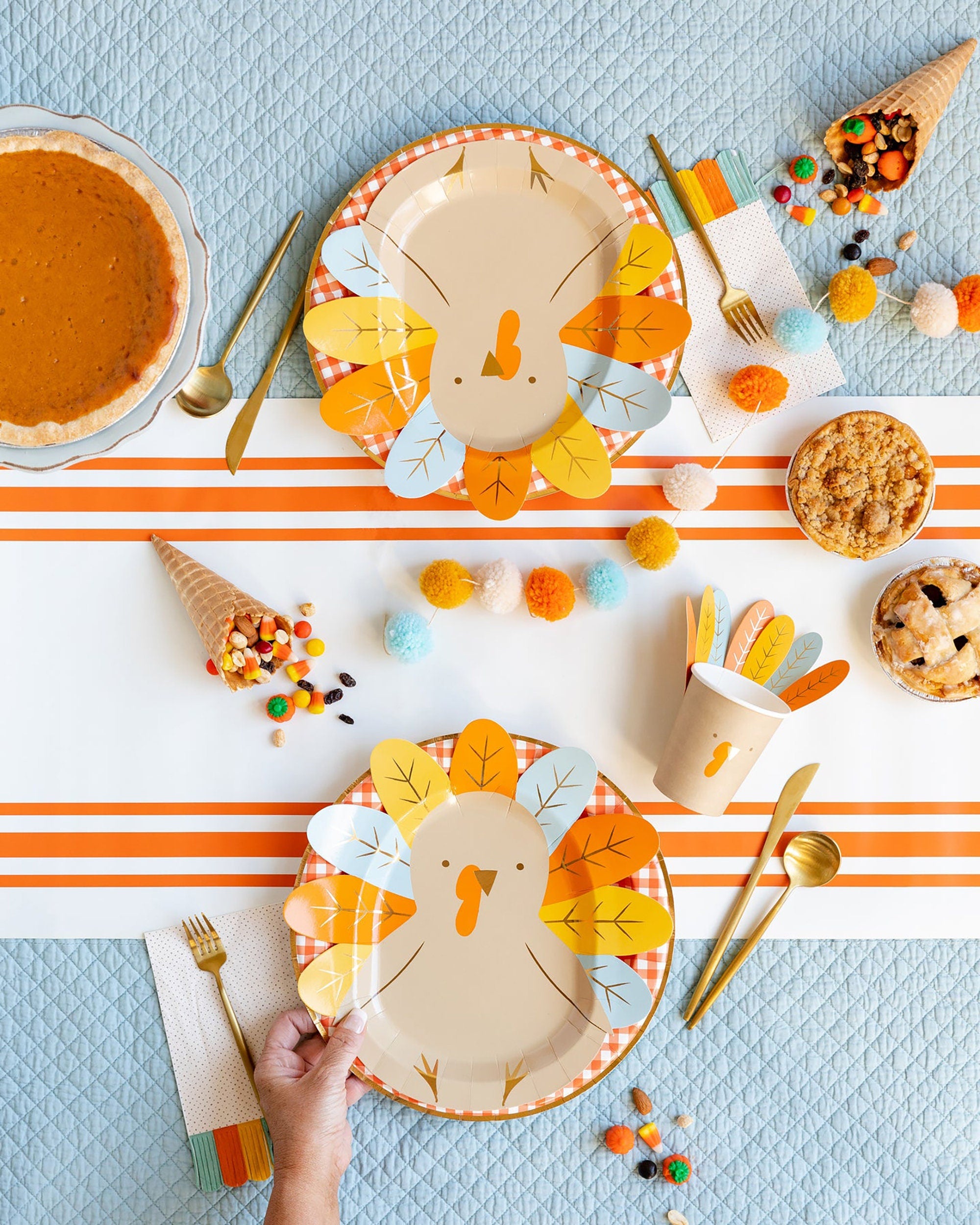Orange Gingham - Paper Dinner Plates | Fall Charger Plates - Fall Paper Plates - Thanksgiving Party - Thanksgiving Paper Plate - Fall Party