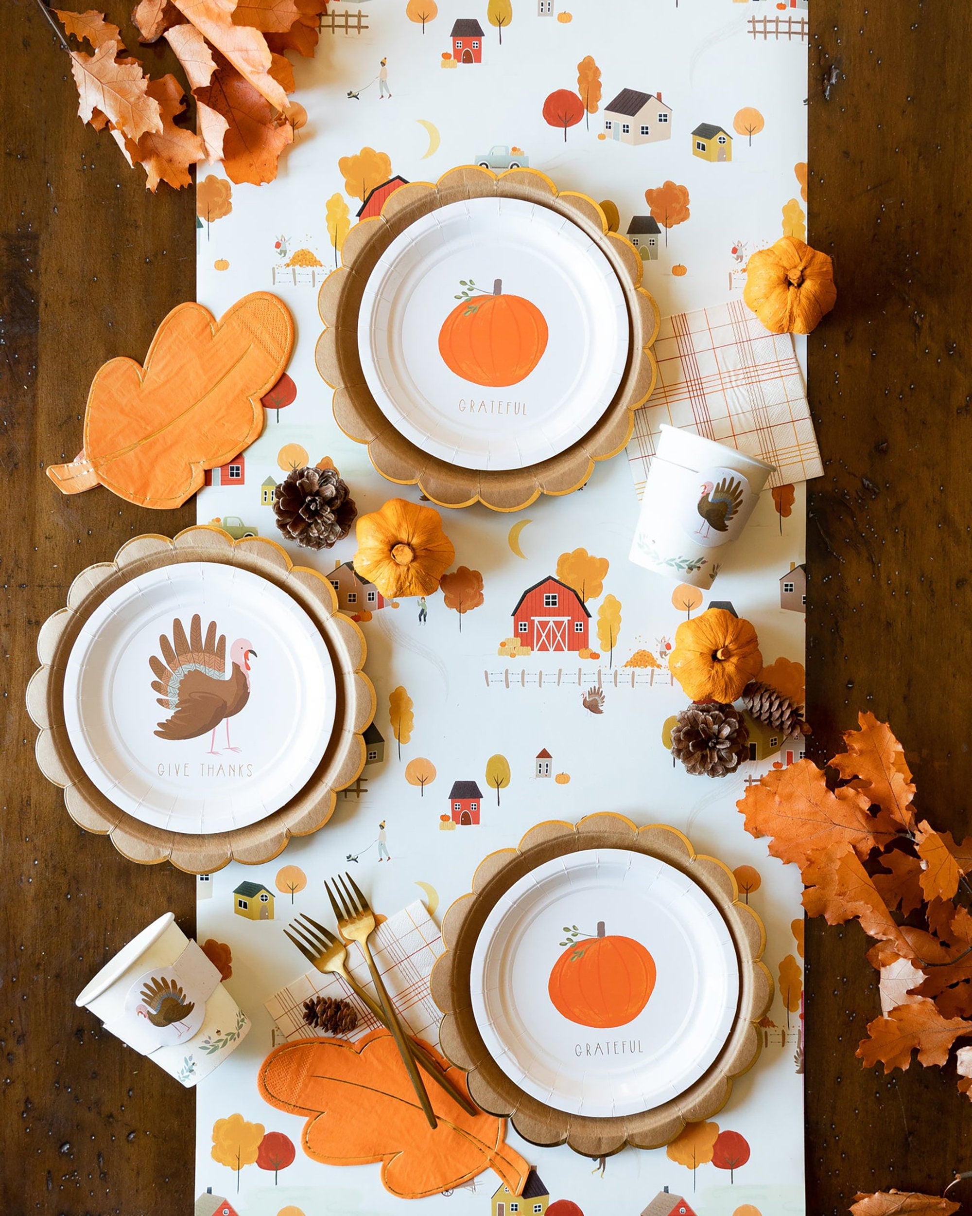 Fall Table Runner |  Thanksgiving Table Runner - Autumn Table Runner - Paper Table Runner - Thanksgiving Party - Fall Birthday Party