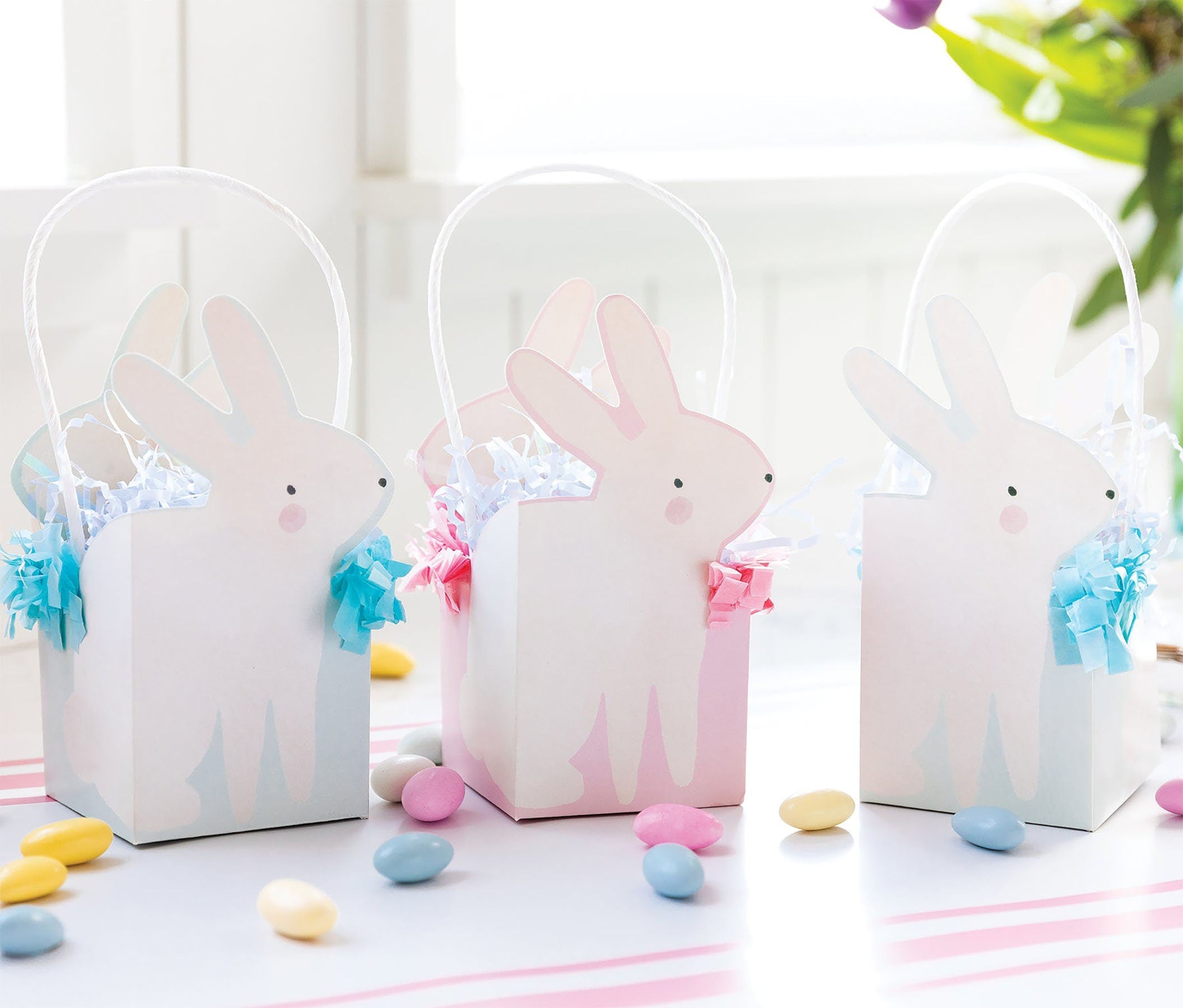 Easter Bunny Baskets | Paper Easter Baskets - Bunny Gift Bags - Easter Party Favors - Easter Birthday Party - Kids Easter Party - Set of 8