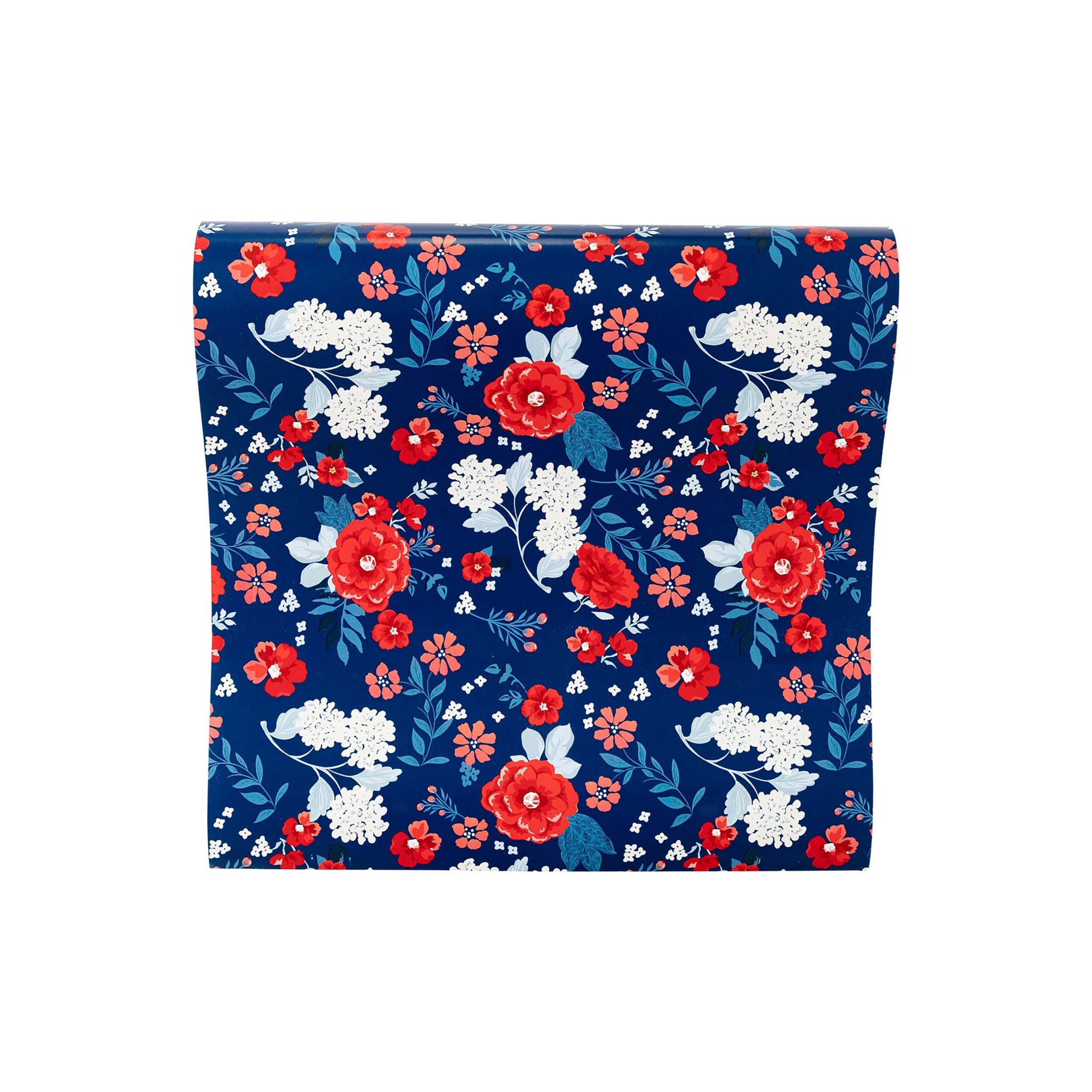 Floral Table Runner | 4th of July Table Runner - Navy Blue Table Runner - 4th of July Party Decor - Party Table Runner - Floral Theme Party