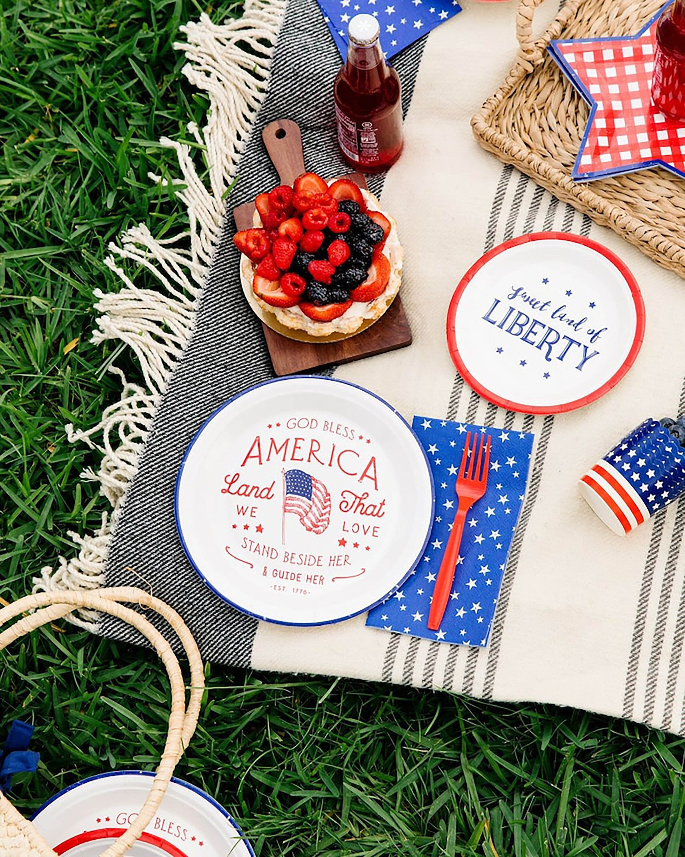 Sweet Land of Liberty - Patriotic Plates | 4th of July Plates - 4th of July Party Supplies - Fourth of July Party - Dessert Paper Plates