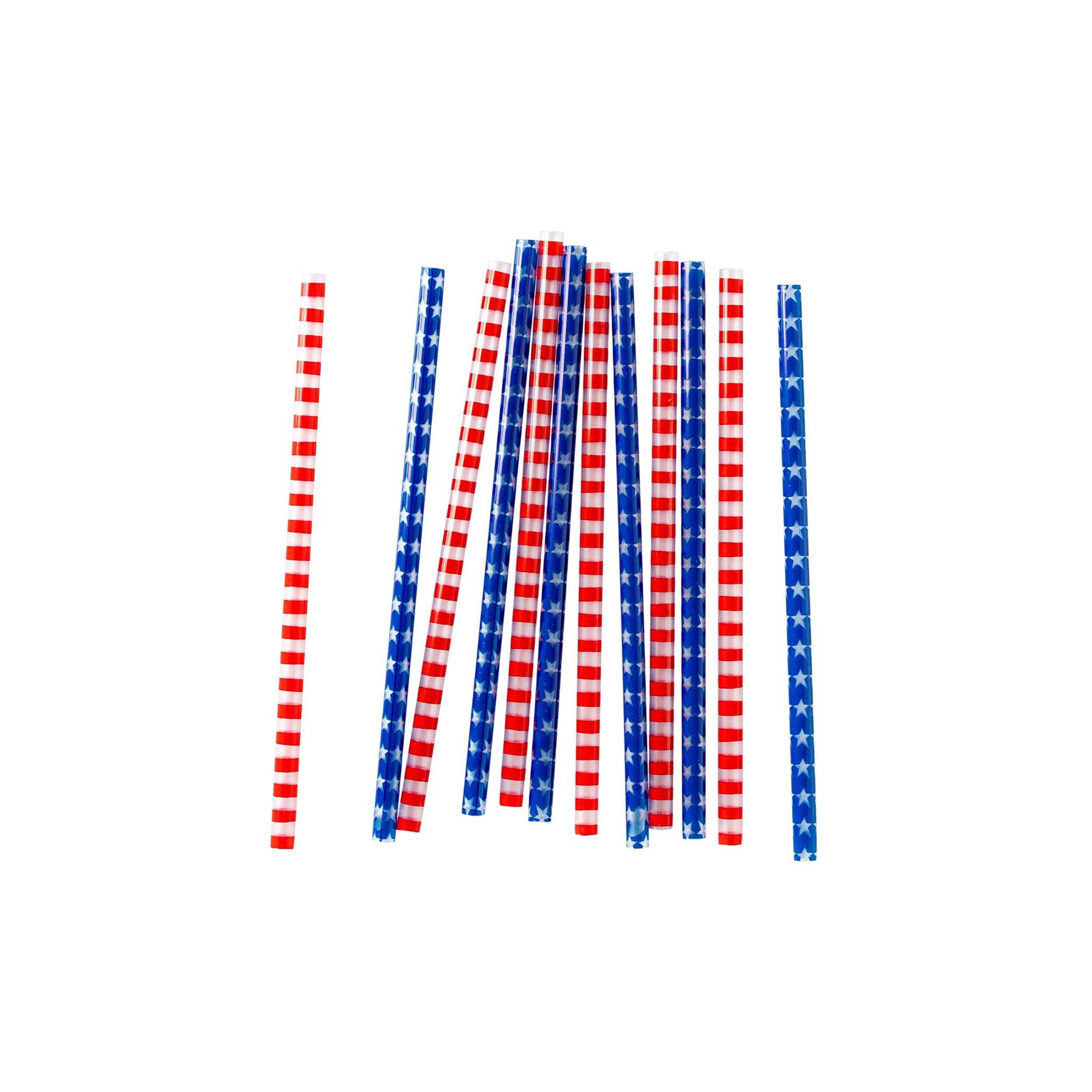 Reusable Plastic Straws | Star Straw - Stripe Straw - Reusable Drinking Straws - 4th of July Party - Hard Plastic Straw - Decorative Straws