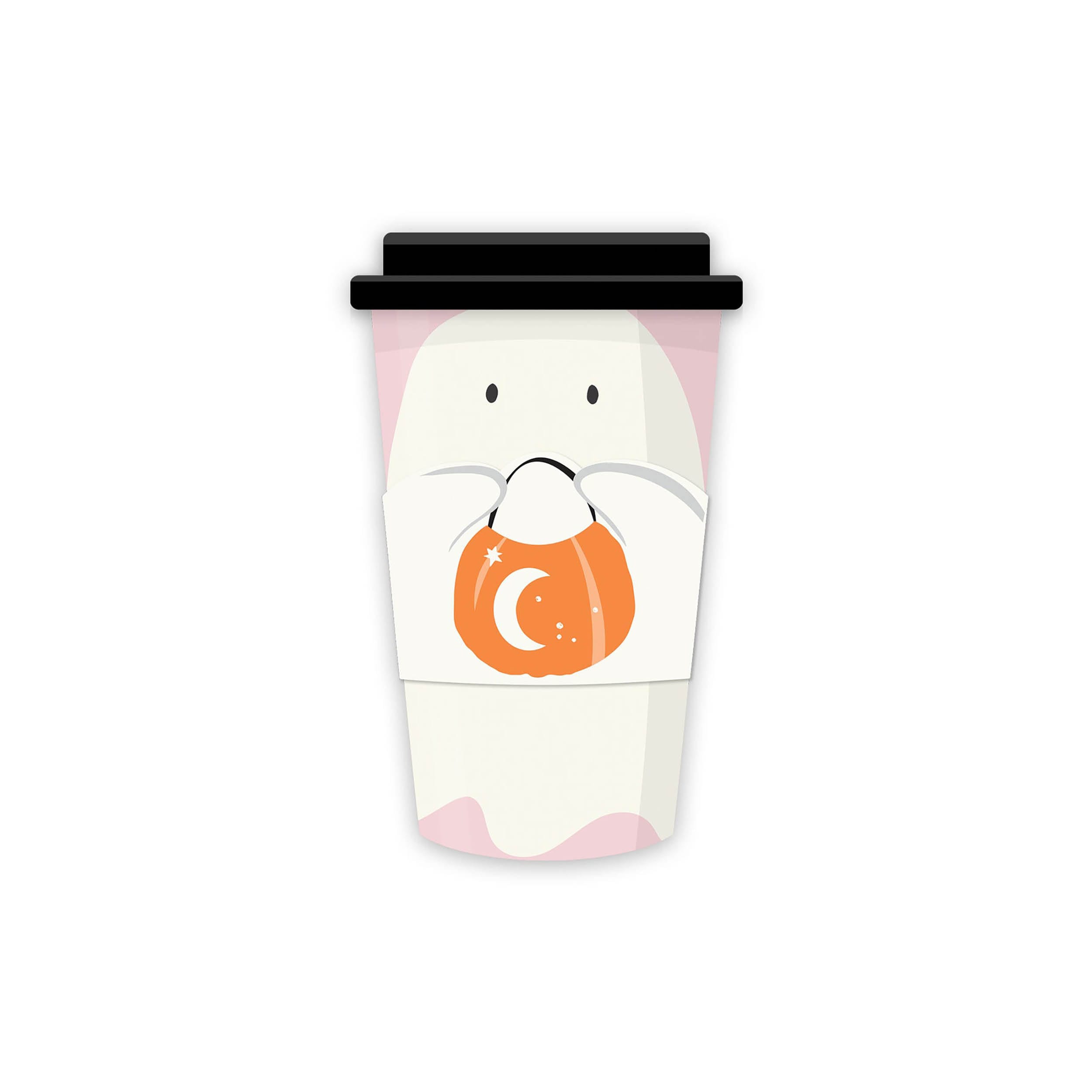Halloween Cups | Disposable Coffee Cups with Lids - Pink Ghost - Halloween Party Supplies - Kids Halloween Party - Pink Halloween Party