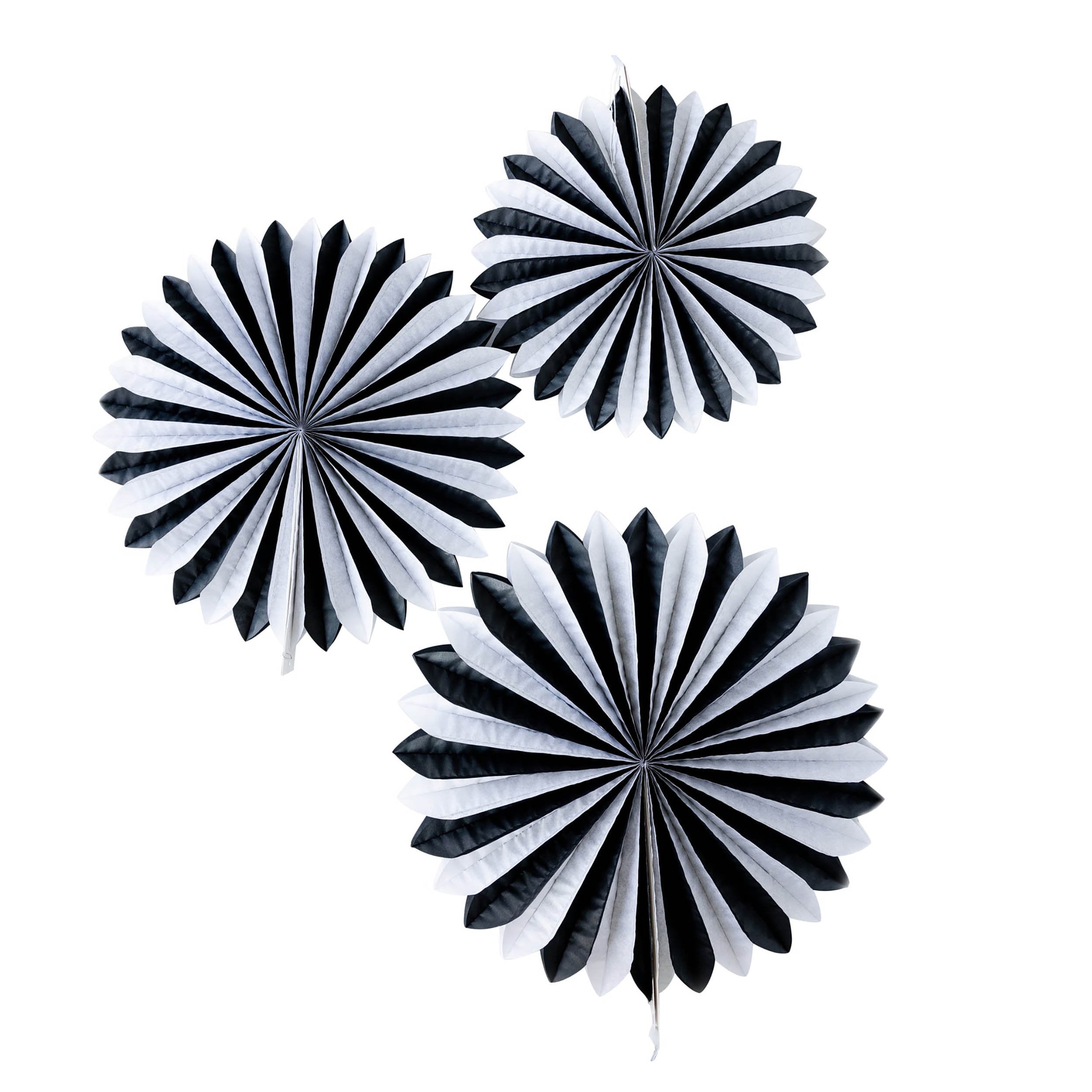 Black and White Party Decorations | Halloween Party Decorations - Retro Halloween Decor - Black Party Decorations - Decorative Paper Fans