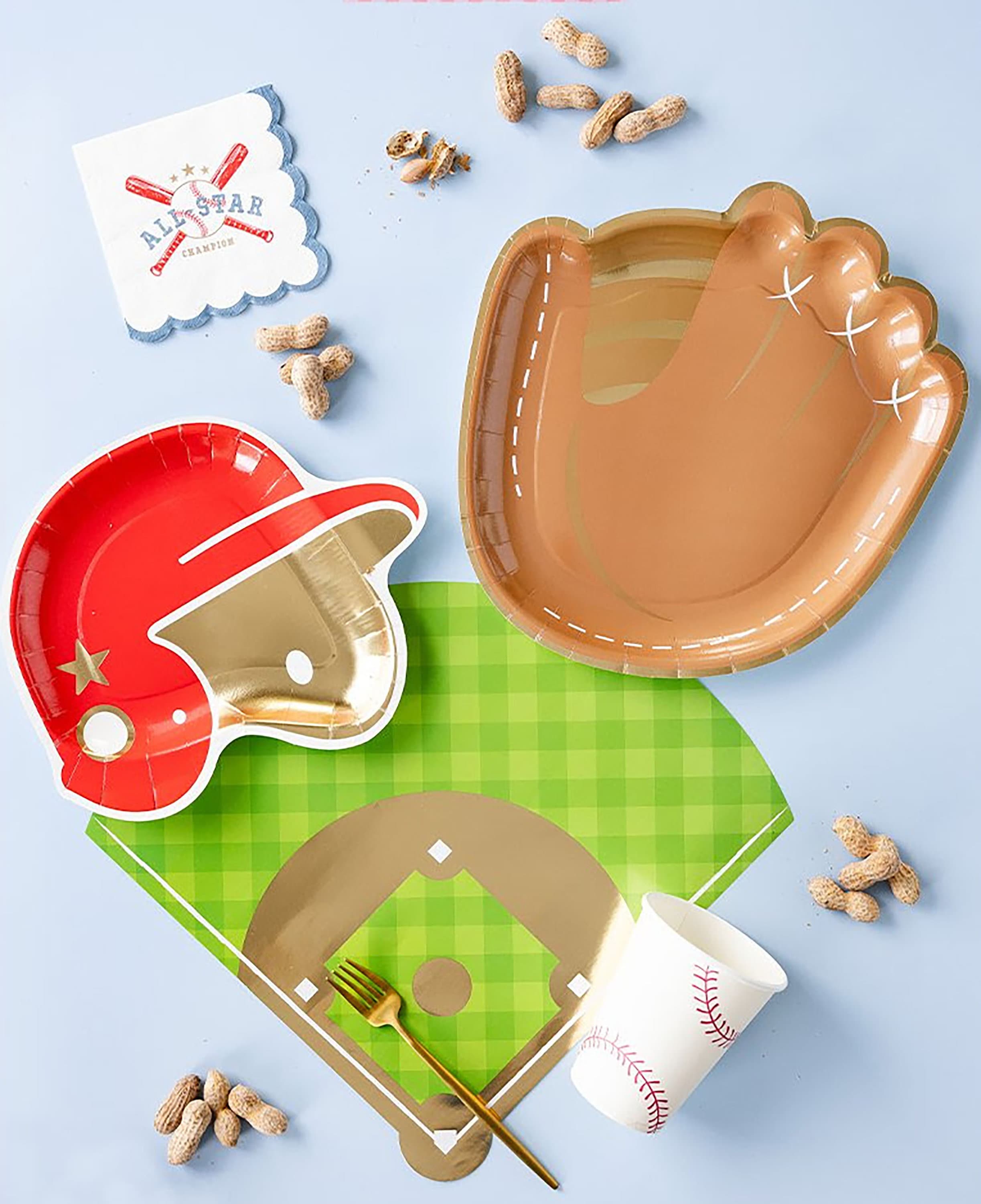 Baseball Birthday Party Plates - Baseball Glove Design - Set of 8