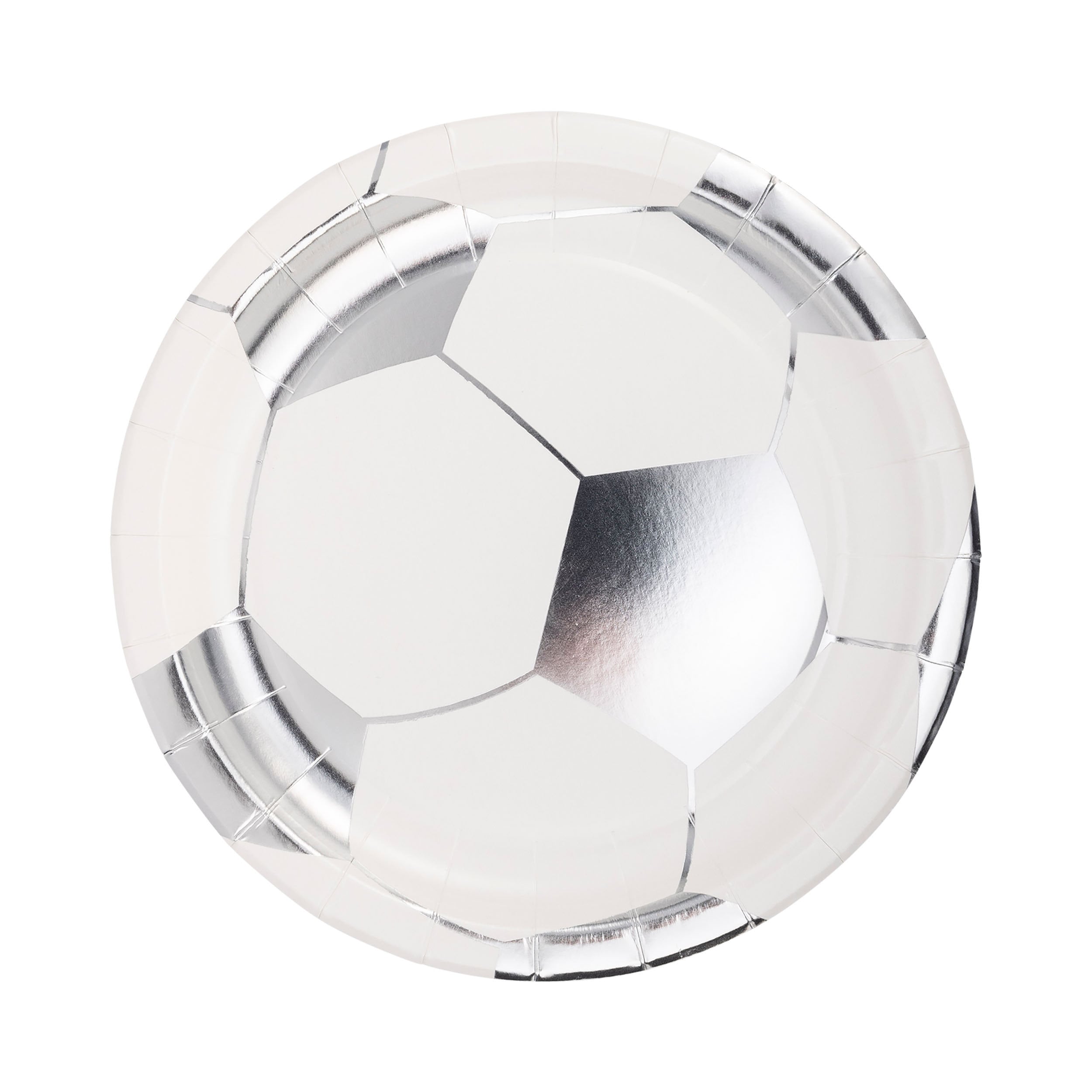 Soccer Ball Paper Plate with Silver Foil