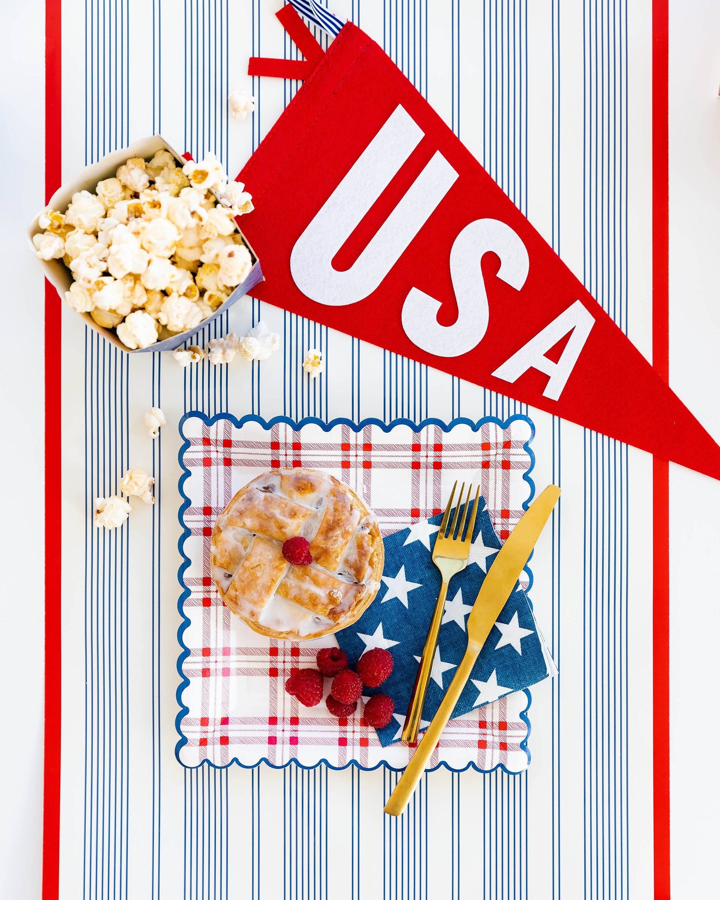 4th of July Plates | Americana Theme Party - Patriotic Paper Plate - 4th of July Party Supplies - Red White & Blue Party - Plaid Paper Plate